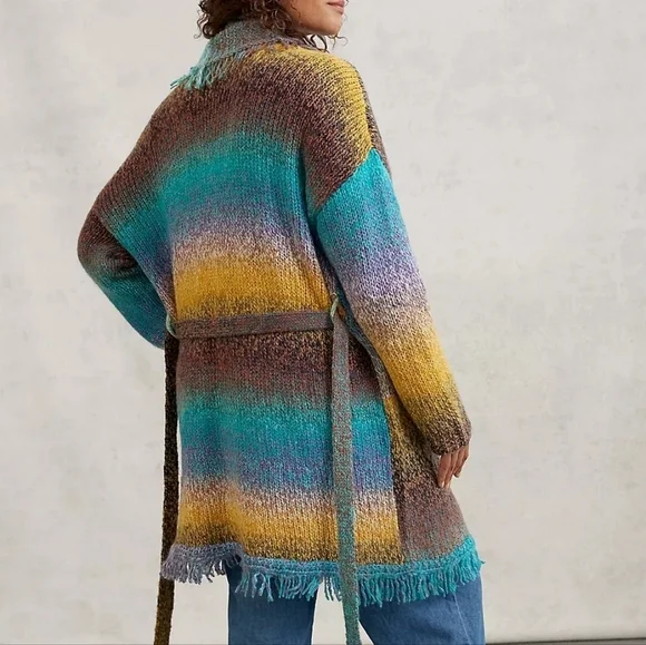 Greylin For Anthropologie Natalia Fringed Cardigan Size 2X - Picture 4 of 12